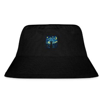 Katzen-Silhouette Sternennacht - Stanley/Stella recycelter Bucket Hat - Schwarz - Vorne