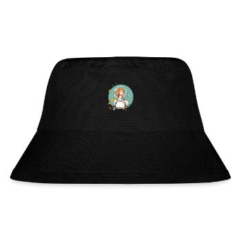 Astronautin mit rotem Haar im All - Stanley/Stella recycelter Bucket Hat - Schwarz - Vorne