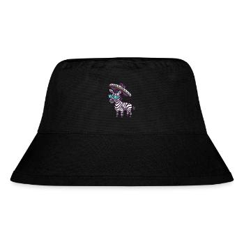 Zebra Comic Lustig Sombrero - Stanley/Stella recycelter Bucket Hat - Schwarz - Vorne