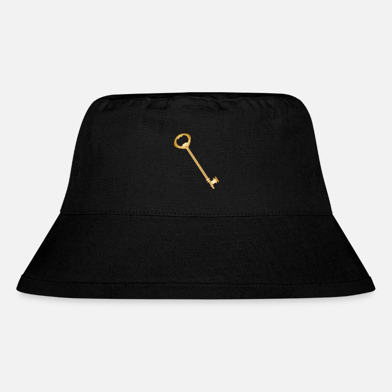 Antiker goldfarbener Schlüssel minimalistisch - Stanley/Stella recycelter Bucket Hat - Schwarz
