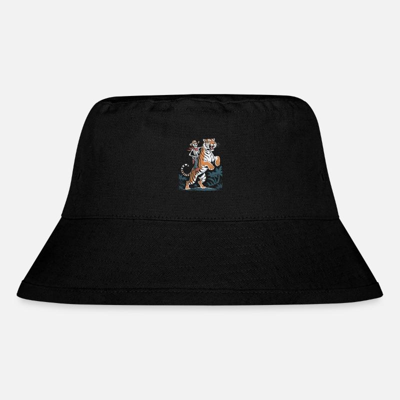 Adventurous skeleton with tiger - Stanley/Stella Recycled Bucket Hat - black