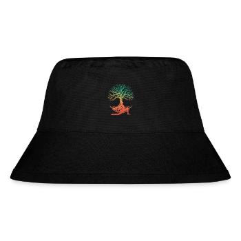 Yoga Baumfigur im Regenbogen - Stanley/Stella recycelter Bucket Hat - Schwarz - Vorne