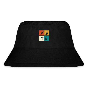 Känguru Vierbild Silhouetten - Stanley/Stella recycelter Bucket Hat - Schwarz - Vorne