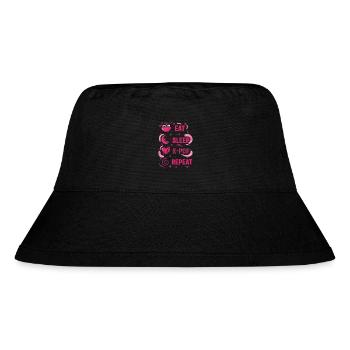 Essen, schlafen, K-Pop wiederholen, koreanische Musik, Kpop, Liebe, - Stanley/Stella recycelter Bucket Hat - Schwarz - Vorne