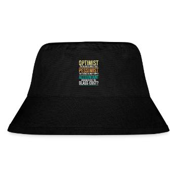 Optimist, das Glas ist halb voll, Pessimist. - Stanley/Stella recycelter Bucket Hat - Schwarz - Vorne