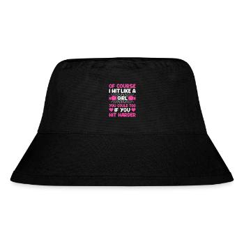 Schlag wie ein Mädchen – starke Schlagkraft – Ermächtigung - Stanley/Stella recycelter Bucket Hat - Schwarz - Vorne