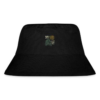 Sonne im Herzen - Abenteuer im Sinn, Vintage Reise - Stanley/Stella recycelter Bucket Hat - Schwarz - Vorne