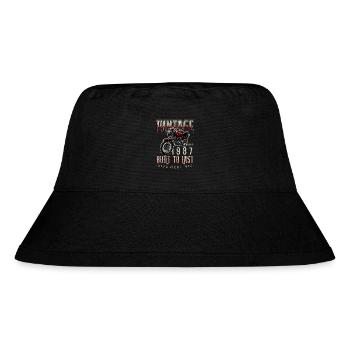 Vintage Motorrad Biker Motorrad Geburtstag 1987 - Stanley/Stella recycelter Bucket Hat - Schwarz - Vorne