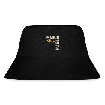 März 1974 Geburtstagsgeschenk März 1974 - Stanley/Stella recycelter Bucket Hat - Schwarz - Vorne