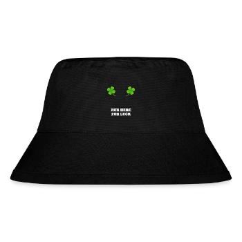 Hier reiben für Glück - rub here for luck - Stanley/Stella recycelter Bucket Hat - Schwarz - Vorne
