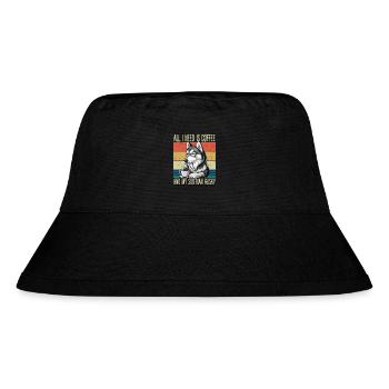Coffee and my Siberian Husky - Stanley/Stella Recycled Bucket Hat - black - Front