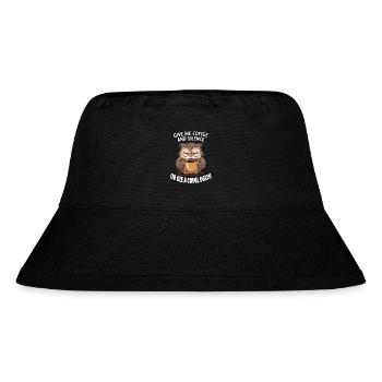 Kaffee Eule - geb mir Kaffee und Stille oder stirb - Stanley/Stella recycelter Bucket Hat - Schwarz - Vorne