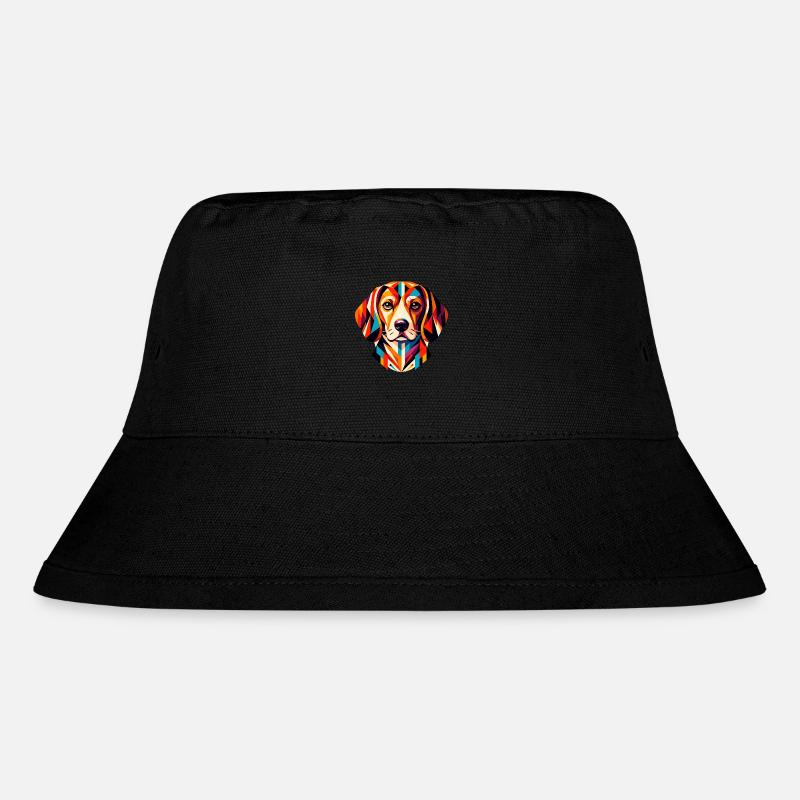 Farbenfroher geometrischer Beagle: Abstrakte Hundekunst - Stanley/Stella recycelter Bucket Hat - Schwarz