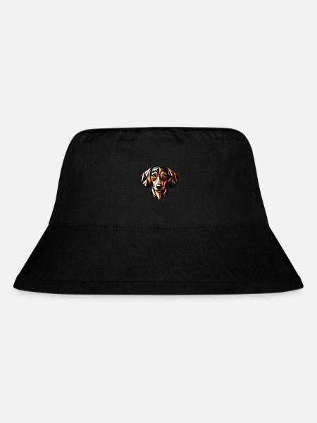 Farbenfroher Dackel: Geometrisches Low-Poly-Artwork - Stanley/Stella recycelter Bucket Hat - Schwarz