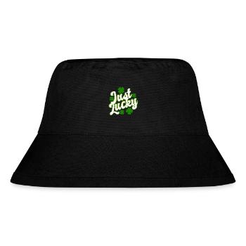 St Patrick's Day - Just Lucky - Shamrock - Stanley/Stella Recycled Bucket Hat - black - Front