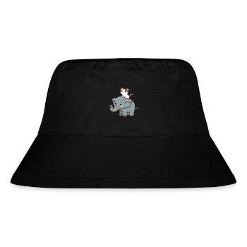 Cat rides elephant - Stanley/Stella Recycled Bucket Hat - black - Front