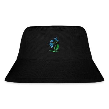Blaue Blume - Stanley/Stella recycelter Bucket Hat - Schwarz - Vorne