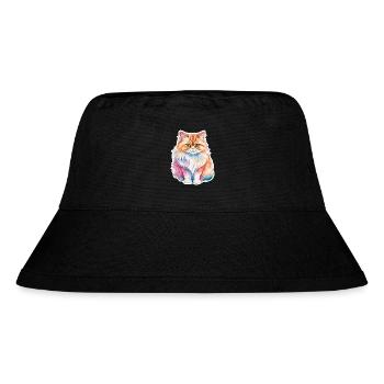 Perserkatze Wasserfarben - Stanley/Stella recycelter Bucket Hat - Schwarz - Vorne