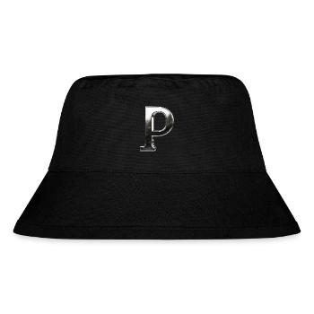 Chrome ,, P " Metallic - Stanley/Stella recycelter Bucket Hat - Schwarz - Vorne
