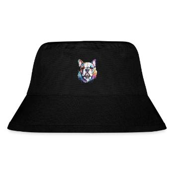 Französische Bulldogge Cool Cool Bunt - Stanley/Stella recycelter Bucket Hat - Schwarz - Vorne