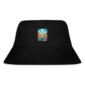 Knitting on Heavens Door - Stanley/Stella recycelter Bucket Hat - Schwarz - Vorne