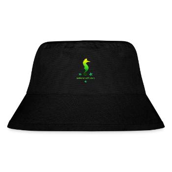 grünes Seepferdchen mit Sternchen - Stanley/Stella recycelter Bucket Hat - Schwarz - Vorne