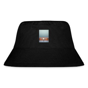 Frau im Trenchcoat - Stanley/Stella recycelter Bucket Hat - Schwarz - Vorne