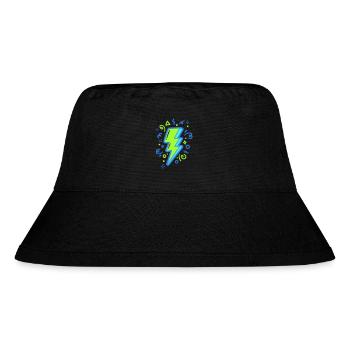 Energiestrahl mit Neonfarben - Stanley/Stella recycelter Bucket Hat - Schwarz - Vorne