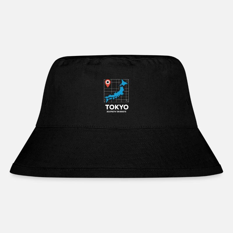 Tokyo Japan Coordinates Reise Motiv - Stanley/Stella recycelter Bucket Hat - Schwarz