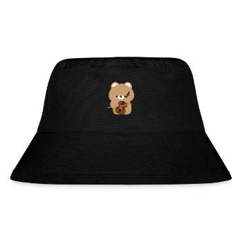 Bären-Cello-Charme - Stanley/Stella recycelter Bucket Hat - Schwarz - Vorne