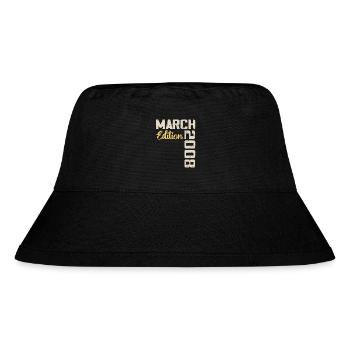 März 2008 Geburtstagsgeschenk März 2008 - Stanley/Stella recycelter Bucket Hat - Schwarz - Vorne