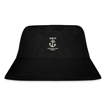 Moin bin neu hier Anker Baby Geburt Spruch - Stanley/Stella recycelter Bucket Hat - Schwarz - Vorne