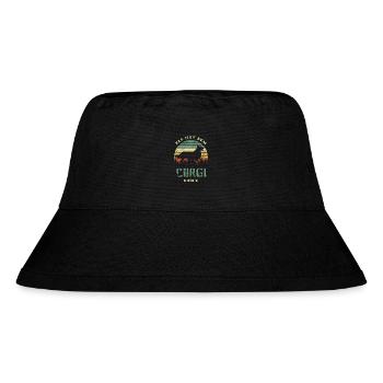 Die mit dem Corgi geht - Hunde Spruch - Stanley/Stella recycelter Bucket Hat - Schwarz - Vorne