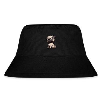 Cute cartoon pug skeptical look - Stanley/Stella Recycled Bucket Hat - black - Front