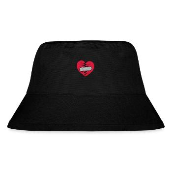 Pflaster Herz gebrochen - Stanley/Stella recycelter Bucket Hat - Schwarz - Vorne