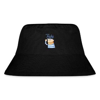 'Hello' Fiete Baby Longsleeve - white - Stanley/Stella recycelter Bucket Hat - Schwarz - Vorne