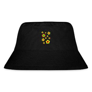 70er Jahre Blume Muster - Stanley/Stella recycelter Bucket Hat - Schwarz - Vorne