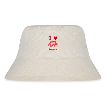 Schweizkarte mit der Stadt Lausanne in weiß-blau - Stanley/Stella recycelter Bucket Hat - Naturweiß - Vorne