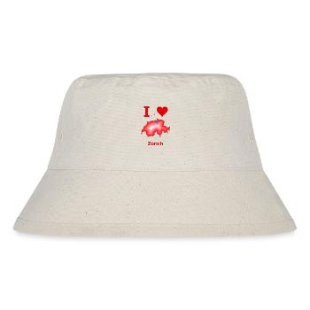 Schweizkarte mit der Stadt Zürich in weiß-blau - Stanley/Stella recycelter Bucket Hat - Naturweiß - Vorne