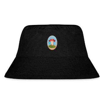 Pilz geht einkaufen - Stanley/Stella recycelter Bucket Hat - Schwarz - Vorne