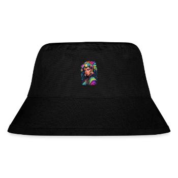Afro Frau - Schönheit - Stanley/Stella recycelter Bucket Hat - Schwarz - Vorne