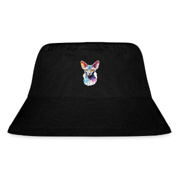 Sphynx Katze Wasserfarben - Stanley/Stella recycelter Bucket Hat - Schwarz - Vorne