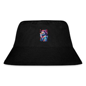 Samurai Lion Aesthetic Vaporwave Style - Stanley/Stella Recycled Bucket Hat - black - Front