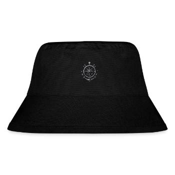 Captain Steering Wheel Anchor Sailboat Motif - Stanley/Stella Recycled Bucket Hat - black - Front