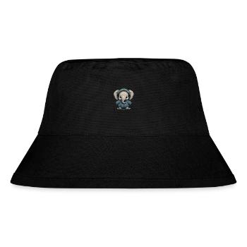 Babyelefant mit Hoodie - Stanley/Stella recycelter Bucket Hat - Schwarz - Vorne