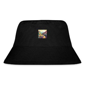 Radfahrerin Bergauffahrt bei Sonnenuntergang - Stanley/Stella recycelter Bucket Hat - Schwarz - Vorne