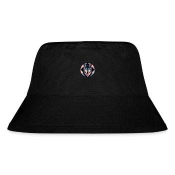 Geometrisch. Wolf auf buntem Hintergrund - Stanley/Stella recycelter Bucket Hat - Schwarz - Vorne