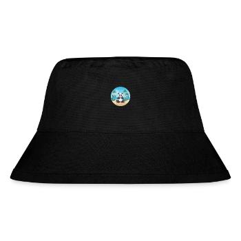Panda-Karikatur-Yoga-Strand-Sommer-Illustration - Stanley/Stella recycelter Bucket Hat - Schwarz - Vorne