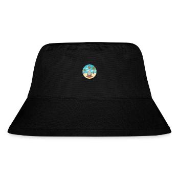 Ostrich Cartoon Yoga Beach Summer Illustration - Stanley/Stella Recycled Bucket Hat - black - Front