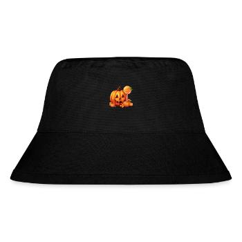 Süsser Halloween Kürbis mit Süssigkeiten - Stanley/Stella recycelter Bucket Hat - Schwarz - Vorne